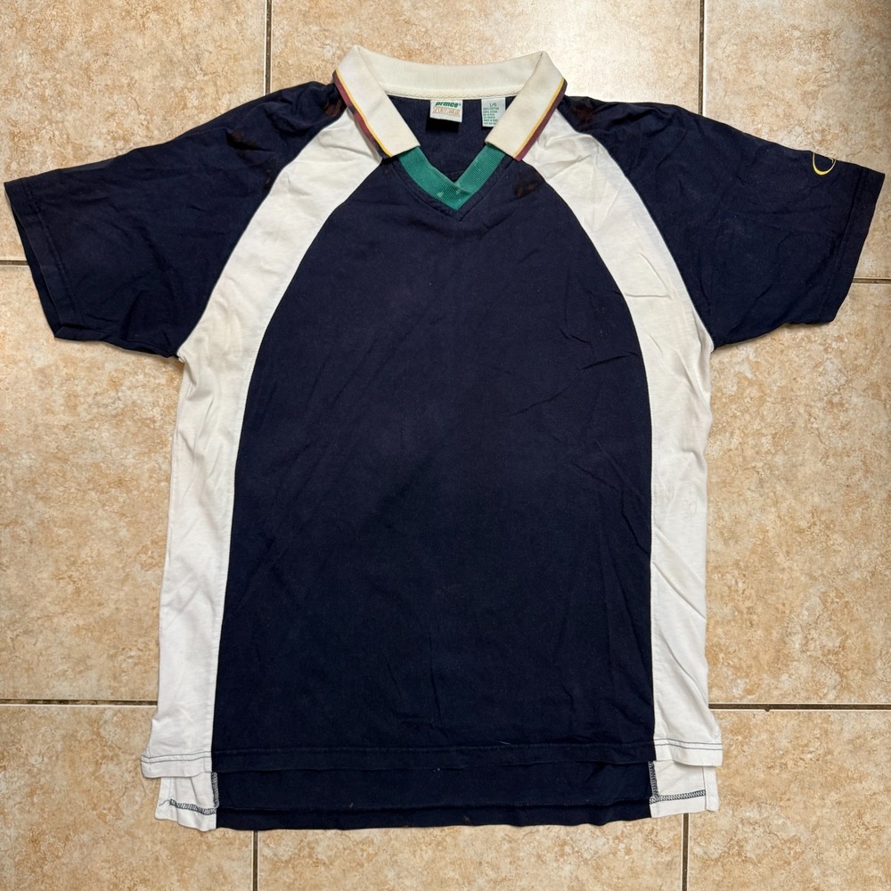 Vintage‎ Prince Sportswear Polo Shirt Tennis Multicolor Trim Athletic Mens
